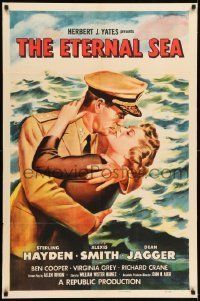 6t266 ETERNAL SEA 1sh '55 art of Sterling Hayden as Admiral John Hoskins with sexy Alexis Smith!