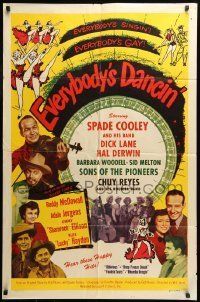 6t269 EVERYBODY'S DANCIN' 1sh '50 art of sexy dancers w/Spade Cooley & His Band!