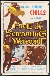 6t274 FACE OF THE SCREAMING WEREWOLF 1sh '64 Lon Chaney Jr. stalks in the lab of death!