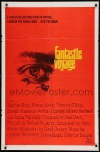 6t279 FANTASTIC VOYAGE 1sh '66 best art of tiny people going to the human brain!