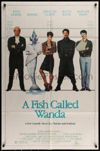 6t293 FISH CALLED WANDA 1sh '88 John Cleese, Jamie Lee Curtis, Kline & Palin in police line up!