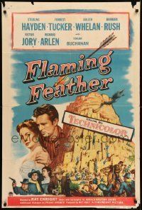 6t295 FLAMING FEATHER 1sh '52 Sterling Hayden, Barbara Rush, Enright, Native American Indians!