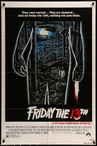 6t320 FRIDAY THE 13th 1sh '80 great Alex Ebel art, slasher classic, 24 hours of terror!