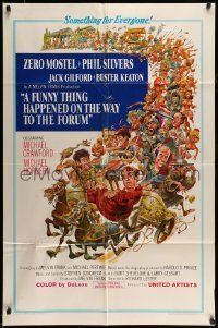 6t325 FUNNY THING HAPPENED ON THE WAY TO THE FORUM 1sh '66 Jack Davis art of Mostel & cast!