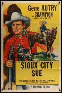 6t336 GENE AUTRY 1sh '53 art of Gene Autry & riding Champion Jr., Sioux City Sue!