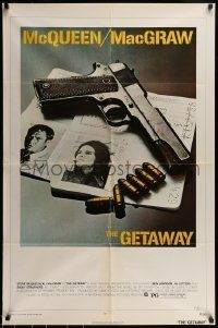 6t339 GETAWAY 1sh '72 Steve McQueen, McGraw, Sam Peckinpah, cool gun & passports image!