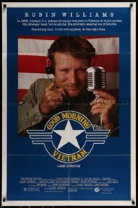 6t353 GOOD MORNING VIETNAM 1sh '87 military radio DJ Robin Williams, directed by Barry Levinson!