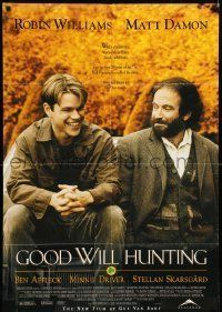 6t354 GOOD WILL HUNTING 1sh '97 great image of smiling Matt Damon & Robin Williams!