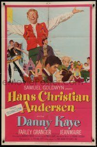 6t375 HANS CHRISTIAN ANDERSEN style A 1sh '53 cool montage of Danny Kaye, Zizi Jeanmarie & cast!