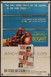 6t377 HARDER THEY FALL style A 1sh '56 Humphrey Bogart, Rod Steiger, boxing classic, cool artwork!