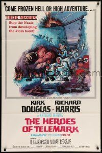 6t391 HEROES OF TELEMARK 1sh '66 Kirk Douglas & Richard Harris stop Nazis making atom bomb!