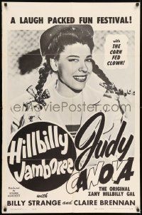 6t395 HILLBILLY JAMBOREE 1sh '60 original zany hillbilly gal Judy Canova w/the Corn Fed Clown!