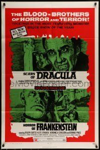 6t406 HORROR OF FRANKENSTEIN/SCARS OF DRACULA 1sh '71 with the blood-brothers of horror & terror!