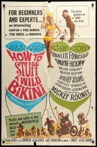 6t419 HOW TO STUFF A WILD BIKINI 1sh '65 Annette Funicello, Buster Keaton, motorcycle & bikini art