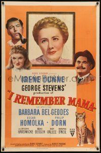 6t426 I REMEMBER MAMA 1sh '48 Irene Dunne, Barbara Bel Geddes, directed by George Stevens!