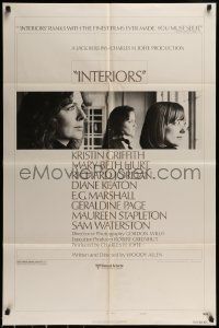 6t435 INTERIORS style B 1sh '78 Diane Keaton, Mary Beth Hurt, directed by Woody Allen!