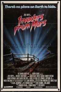 6t436 INVADERS FROM MARS 1sh '86 Hooper, Rider art, there's no place on Earth to hide, PG-rated!