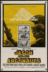 6t448 JASON & THE ARGONAUTS 1sh R80s great special fx by Ray Harryhausen, cool art of colossus!