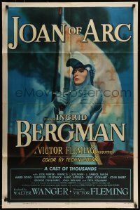 6t454 JOAN OF ARC style A 1sh '48 art of Ingrid Bergman with sword and armor on horseback!