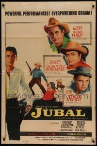 6t462 JUBAL style B 1sh '56 cowboys Glenn Ford, Ernest Borgnine & Rod Steiger!