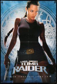 6t485 LARA CROFT TOMB RAIDER teaser DS 1sh '01 sexy Angelina Jolie, from popular video game!