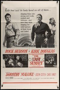 6t489 LAST SUNSET military 1sh '61 Rock Hudson, Kirk Douglas, Dorothy Malone, by Robert Aldrich!