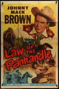 6t491 LAW OF THE PANHANDLE 1sh '50 Texas cowboy Johnny Mack Brown, Jane Adams & Riley Hill!