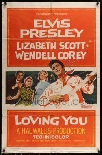 6t529 LOVING YOU 1sh '57 Elvis Presley, Lizabeth Scott, Wendell Corey & Dolores Hart!