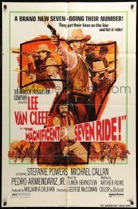 6t546 MAGNIFICENT SEVEN RIDE 1sh '72 art of cowboy Lee Van Cleef firing six-shooter!