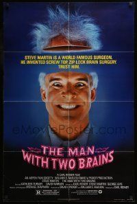 6t555 MAN WITH TWO BRAINS 1sh '83 wacky world famous surgeon Steve Martin performs brain surgery!
