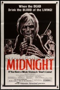 6t581 MIDNIGHT 1sh '82 John Russo, students take a strange detour to the land of the living dead!