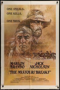 6t590 MISSOURI BREAKS 1sh '76 art of Marlon Brando & Jack Nicholson by Bob Peak!
