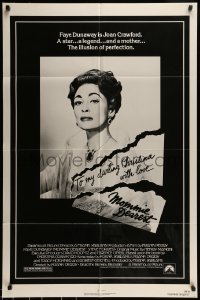 6t592 MOMMIE DEAREST 1sh '81 great portrait of Faye Dunaway as legendary actress Joan Crawford!