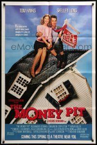 6t595 MONEY PIT advance 1sh '86 Tom Hanks & Shelley Long are deeply in love & debt!
