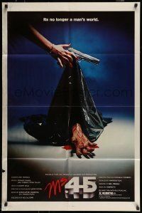 6t611 MS. .45 1sh '81 Abel Ferrara cult classic, cool body bag image and bloody hand!