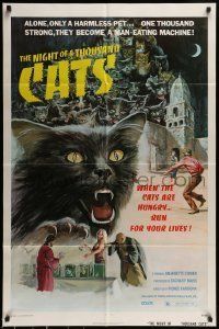6t633 NIGHT OF A THOUSAND CATS 1sh '74 Anjanette Comer, Zulma Faiad, cool horror art!