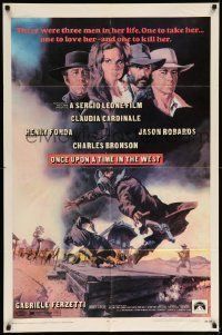 6t651 ONCE UPON A TIME IN THE WEST 1sh '69 Sergio Leone, Cardinale, Fonda, Bronson, Robards!