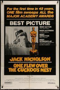 6t652 ONE FLEW OVER THE CUCKOO'S NEST awards 1sh '75 Nicholson & Sampson, Forman, Best Picture!