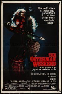 6t663 OSTERMAN WEEKEND 1sh '83 typical Sam Peckinpah, cool close up of woman w/bow & arrow!