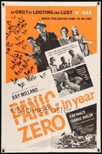 6t669 PANIC IN YEAR ZERO style A 1sh '62 Ray Milland, Hagen, Frankie Avalon, orgy of looting & lust!