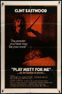 6t694 PLAY MISTY FOR ME 1sh '71 classic Clint Eastwood, Jessica Walter, an invitation to terror!