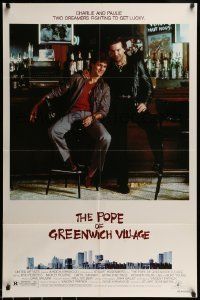 6t699 POPE OF GREENWICH VILLAGE 1sh '84 great c/u of Eric Roberts & Mickey Rourke sitting at bar!