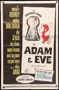 6t710 PRIVATE LIVES OF ADAM & EVE 1sh '60 wacky art of Mamie Van Doren & devil Mickey Rooney