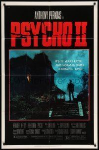 6t716 PSYCHO II 1sh '83 Anthony Perkins as Norman Bates, cool creepy image of classic house!