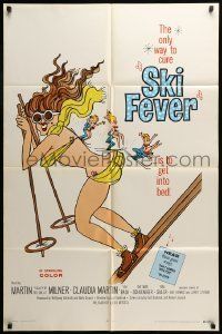 6t799 SKI FEVER 1sh '69 Curt Siodmak directed, Martin Milner, sexy art of bikini clad skier!