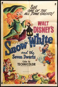 6t809 SNOW WHITE & THE SEVEN DWARFS style A 1sh R51 Walt Disney animated cartoon fantasy classic!