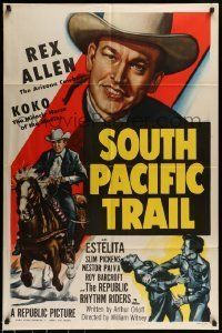 6t821 SOUTH PACIFIC TRAIL 1sh '52 Arizona Cowboy Rex Allen & Koko, Miracle Horse of the Movies!