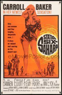 6t832 STATION SIX-SAHARA 1sh '64 super sexy Carroll Baker in the hot motion picture!