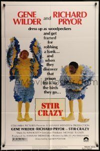 6t834 STIR CRAZY 1sh '80 Gene Wilder & Richard Pryor in chicken suits, directed by Sidney Poitier!