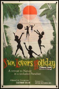 6t846 SUN LOVERS' HOLIDAY 1sh '60 a retreat to nature in a secluded paradise, girls on beach!